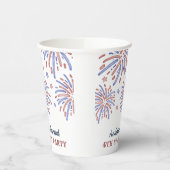 Rood en blauw vuurwerk op 4 juli papieren bekers (Links)
