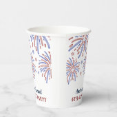 Rood en blauw vuurwerk op 4 juli papieren bekers (Rechts)