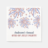 Rood en blauw vuurwerk op 4 juli servet (Voorkant)