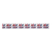 Rood en blauw Waterverf Holiday Gnomes Christmas Satijnen Lint (Voorkant)