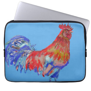 Rood en blauw Waterverf laptop Hoesje Laptop Sleeve