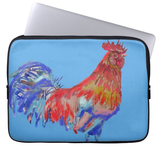 Rood en blauw Waterverf laptop Hoesje Laptop Sleeve (Voorkant)