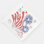 Rood en Blauw Waterverf Vuurwerk op Wit Servet (Hoek)