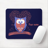 Rood en blauw Whimsical Cute Owl mousepad Muismat (Met muis)
