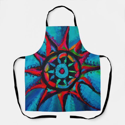 Rood en blauw wiel schort (Voorkant)