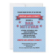 Rood en blauw winkelwagentje Mitzvah