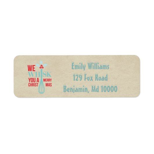 Rood en blauw Wisje Een prettige kerst Etiket (Voorkant)