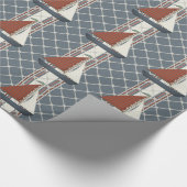 Rood en blauw zeilboot inpakpapier (Hoek)