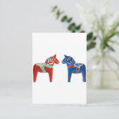 Rood- en blauwe Dala Horse Briefkaart (Staand voorkant)