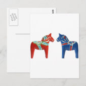 Rood- en blauwe Dala Horse Briefkaart (Voorkant / Achterkant)