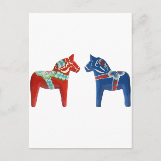Rood- en blauwe Dala Horse Briefkaart (Voorkant)