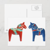 Rood- en blauwe Dala Horse Briefkaart (Voorkant / Achterkant)