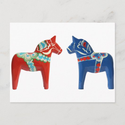 Rood- en blauwe Dala Horse Briefkaart (Voorkant)