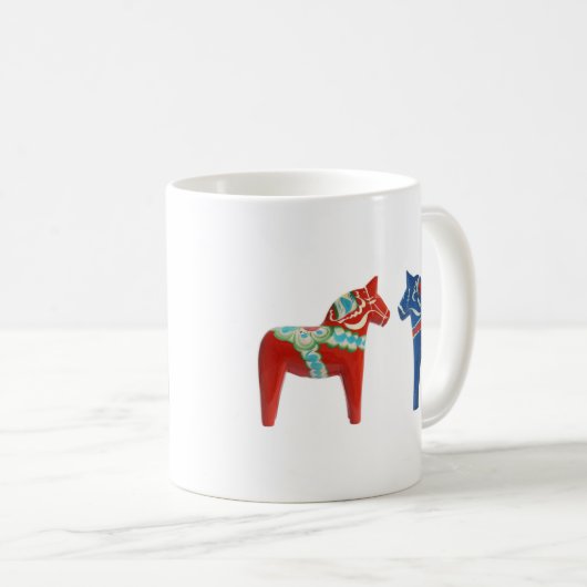 Rood- en blauwe Dala Horse Koffiemok (Voorkant rechts)