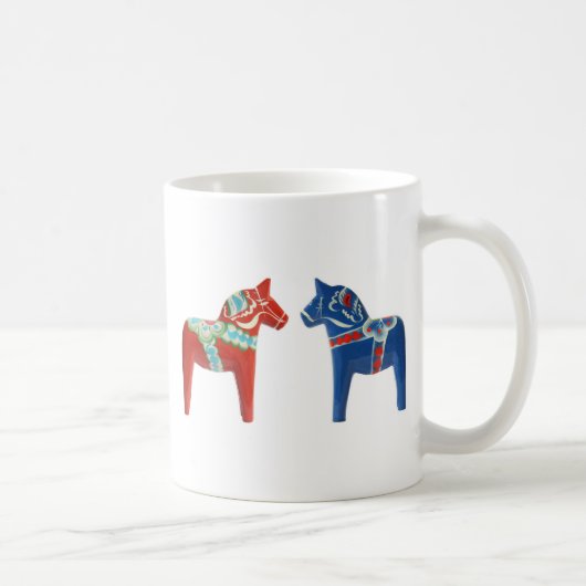 Rood- en blauwe Dala Horse Koffiemok (Rechts)