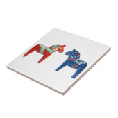 Rood- en blauwe Dala Horse Tegeltje (Zijkant)