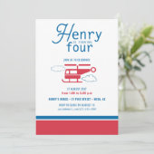 Rood- en blauwe helikopter op zaterdag kaart (Staand voorkant)