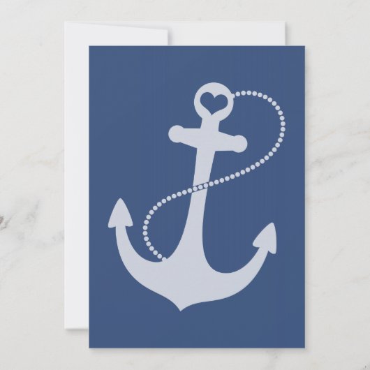 Rood- en blauwe Nautical Anchor Wedding Invitation Kaart (Achterkant)
