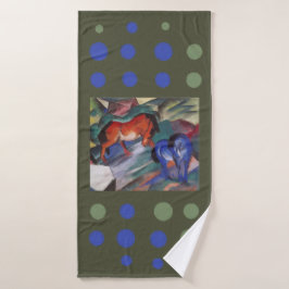 Rood- en blauwe paarden badhanddoek
