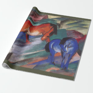Rood- en blauwe paarden cadeaupapier