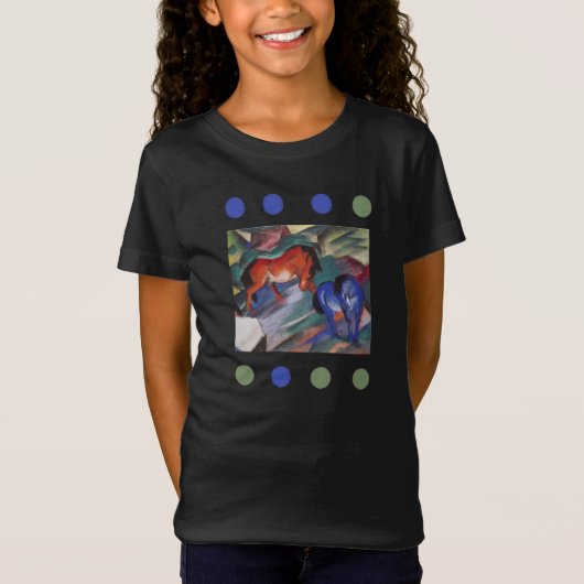 Rood- en blauwe paarden T-Shirt (Voorkant)