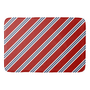 Rood- en blauwe preppy-strepen badmat