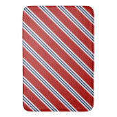 Rood- en blauwe preppy-strepen badmat (Voorkant Verticaal)