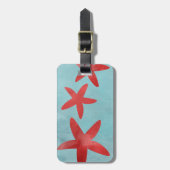 Rood en blauwe Starfish Bagagelabel (Voorkant verticaal)