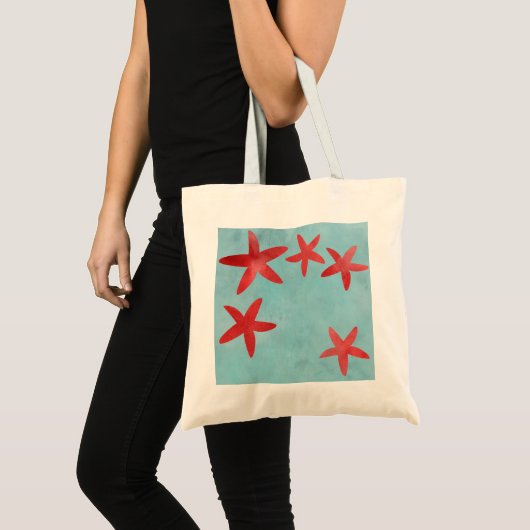 Rood en blauwe Starfish Tote Bag (Voorkant (product))