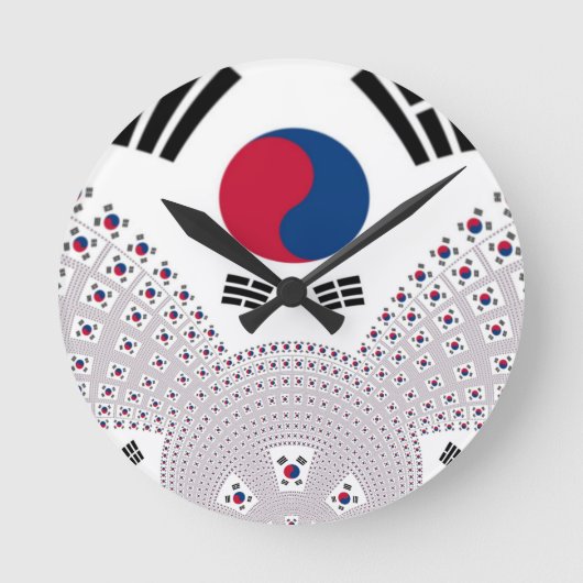 Rood- en blauwe vlaggenelementen ronde klok (Voorkant)