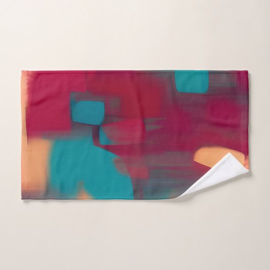Rood en blauwgroen abstract mengsel bad handdoek (Handdoek)