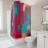 Rood en blauwgroen abstract mengsel douchegordijn (In situ)
