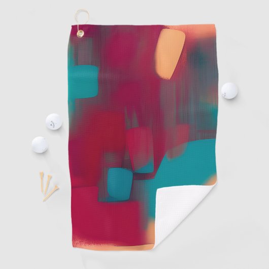 Rood en blauwgroen abstract mengsel golfhanddoek (Insitu)