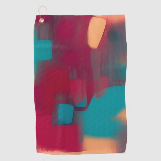 Rood en blauwgroen abstract mengsel golfhanddoek (Voorkant)