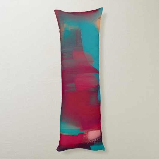 Rood en blauwgroen abstract mengsel lichaamskussen (Achterkant (Verticaal))