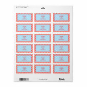 Rood en Blauwgroen blauw gelabeld retouradres Etiket (Full Sheet)