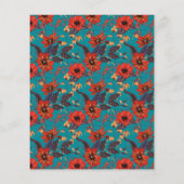 Rood en Blauwgroen Bloemenmotief Café Restaurant M (Achterkant)