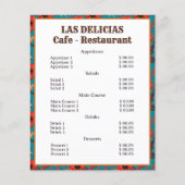 Rood en Blauwgroen Bloemenmotief Café Restaurant M (Voorkant)