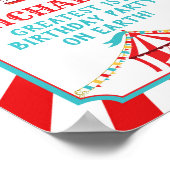Rood en Blauwgroen Circus Carnival Birthday Welkom Poster (Hoek)