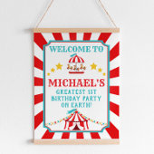 Rood en Blauwgroen Circus Carnival Birthday Welkom Poster