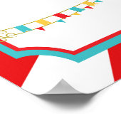 Rood en Blauwgroen Circus Carnival Birthday Welkom Poster (Hoek)