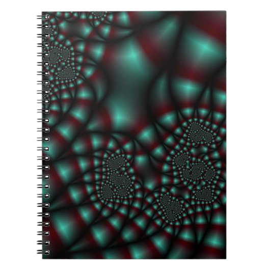 Rood en Blauwgroen fractaal Notitieboek (Voorkant)