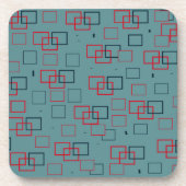 Rood en Blauwgroen kwadraat Delight Bier Onderzetter (Voorkant)