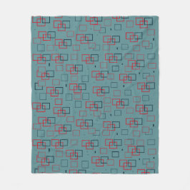 Rood en Blauwgroen kwadraat Delight Fleece Deken