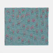 Rood en Blauwgroen kwadraat Delight Fleece Deken (Voorkant (Horizontaal))