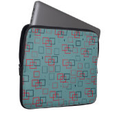 Rood en Blauwgroen kwadraat Delight Laptop Sleeve (Voorkant Rechts)