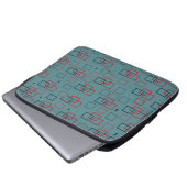 Rood en Blauwgroen kwadraat Delight Laptop Sleeve (Voorkant onderkant)