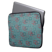 Rood en Blauwgroen kwadraat Delight Laptop Sleeve (Voorkant Links)