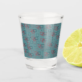 Rood en Blauwgroen kwadraat Delight Shot Glas