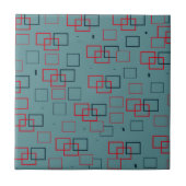 Rood en Blauwgroen kwadraat Delight Tegeltje (Voorkant)